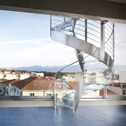 Scala a chiocciola - ELI AC 08 - RIZZI - con gradini in vetro / con struttura in acciaio inossidabile / contemporanea
