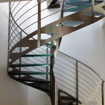 Scala a chiocciola - ELI AC 10 - RIZZI - con gradini in vetro / con struttura in acciaio inossidabile / contemporanea