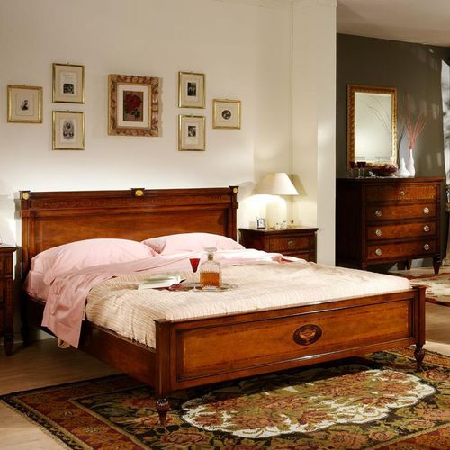Letto matrimoniale - 870X - SALCA ASIAGO - classico / con testiera / in noce