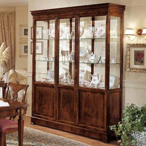 Credenza con alzata in stile - 682N - SALCA ASIAGO - in noce / in mogano / in vetro