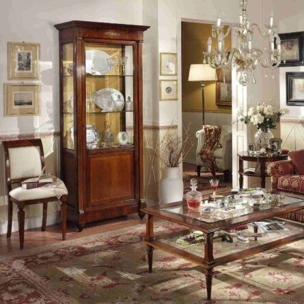 Credenza con alzata classica - 848X - SALCA ASIAGO - in noce / in vetro