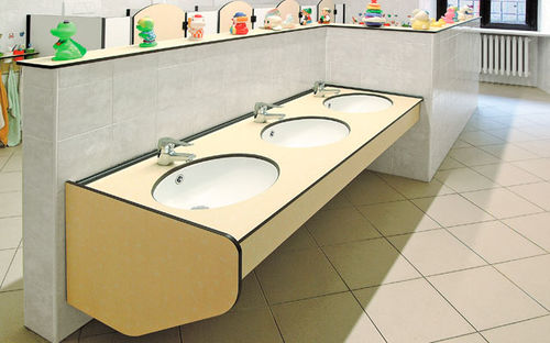 Piano lavabo in HPL - PLTOP K - GES GROUP - ad uso professionale