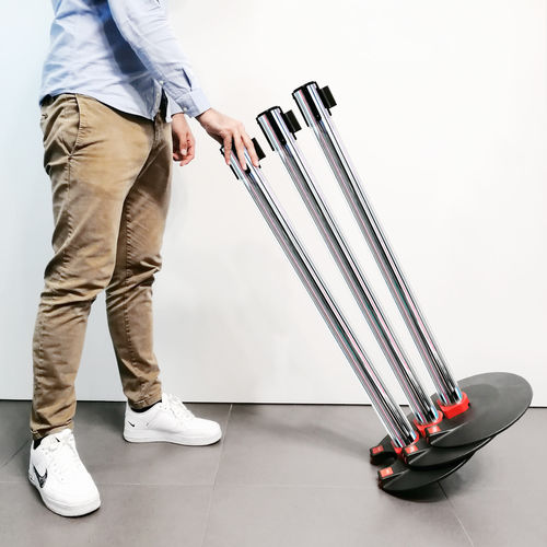 Colonnina con nastro con nastro estensibile - TENDIFLEX® WHEELED BASE - Flex - con moderno rotelle