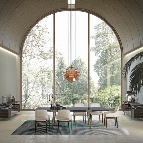 Tavolo da pranzo contemporaneo - Domus  - TURRI - in legno / in marmo / con supporto in metallo