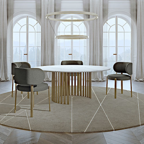Tavolo contemporaneo - Roma - TURRI - in legno laccato / in marmo / con supporto in metallo