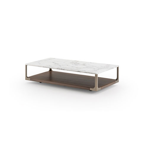 Tavolino basso contemporaneo - Drum  - TURRI - in noce / in marmo / con supporto in metallo