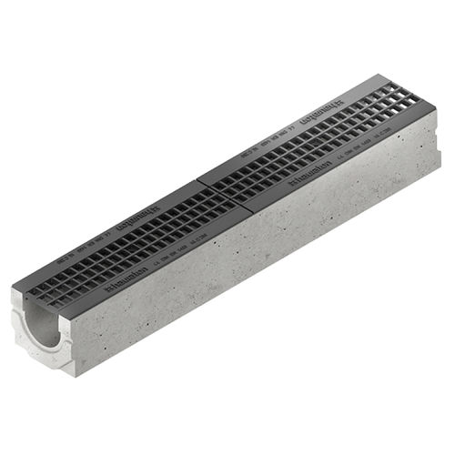 Canaletta con griglie - FASERFIX STANDARD - HAURATON - con pendenza / in calcestruzzo fibrorinfrozato / griglia in metallo
