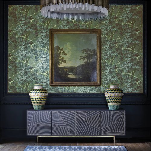 Carta da parati contemporanea - RICHMOND PARK - Zoffany - con motivi naturali / aspetto tessuto / grigia