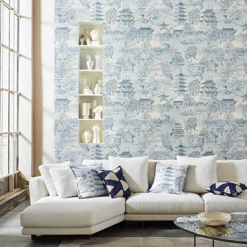 Carta da parati contemporanea - EASTERN PALACE  - Zoffany - a motivi / aspetto tessuto / blu