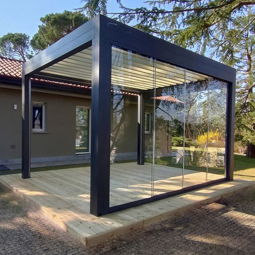 Pergola autoportante - ISCHIA - MV LINE - in alluminio verniciato / in vetro / a lamelle orientabili