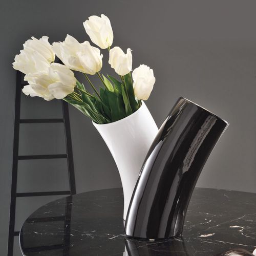 Vaso design originale - ABBRACCIO - ADRIANI E ROSSI EDIZIONI - in ceramica / nero