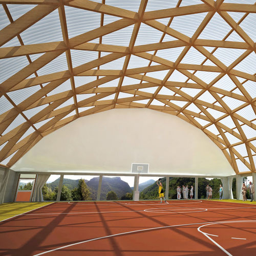 Ossatura in legno lamellare - SPACEWOOD - WOOD SYSTEM INTERNATIONAL SRL - per tettoia / per campo sportivo