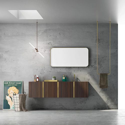 Mobile lavabo sospeso - OPERA - ALTAMAREA - in legno massiccio / contemporaneo / con specchio