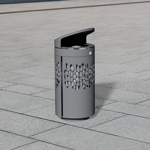 Portarifiuti pubblico - 1410 - BENKERT BÄNKE - in acciaio inox verniciato / con portacenere integrato / con coperchio