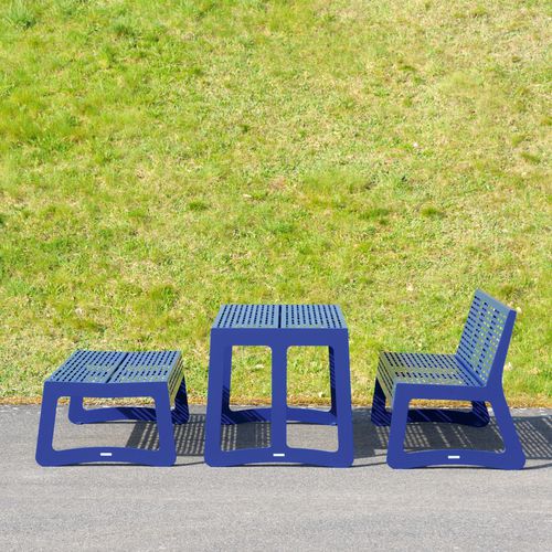 Tavolo da picnic contemporaneo - CHALIDOR 200 - BENKERT BÄNKE - in acciaio inox verniciato / con supporto in acciaio inossidabile laccato / rettangolare