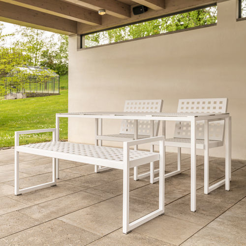 Set tavolo e sedia contemporaneo - CHALIDOR 600 M - BENKERT BÄNKE - per ristorante / da esterno / in acciaio inossidabile
