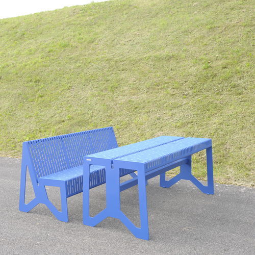 Tavolo da picnic contemporaneo - CHALIDOR 100 - BENKERT BÄNKE - in acciaio inox verniciato / con supporto in acciaio inossidabile laccato / rettangolare
