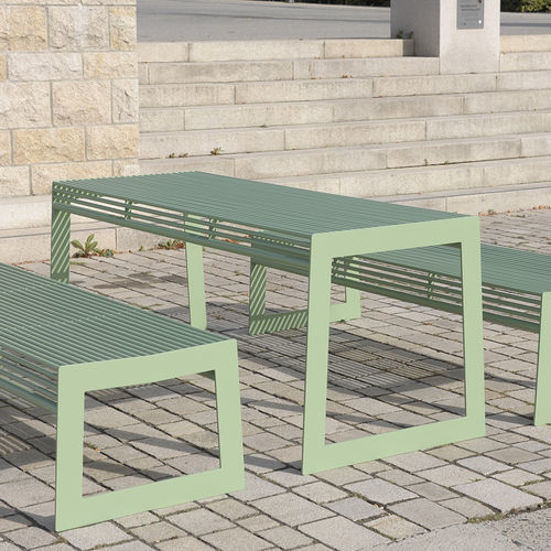 Tavolo da picnic contemporaneo - SIARDO 30R - BENKERT BÄNKE - in acciaio inossidabile / con supporto in acciaio inossidabile / rettangolare