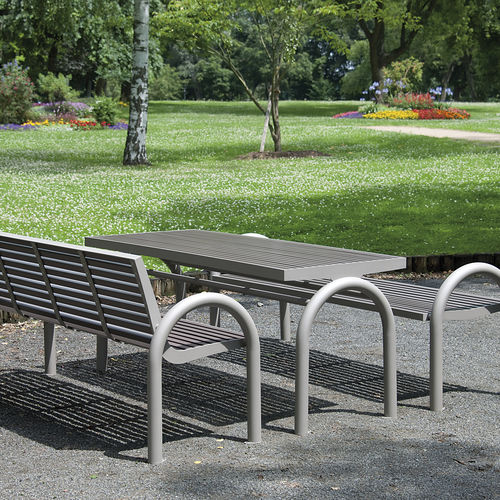 Tavolo da picnic contemporaneo - COMFONY 150  - BENKERT BÄNKE - in acciaio inossidabile / in alluminio / in PET