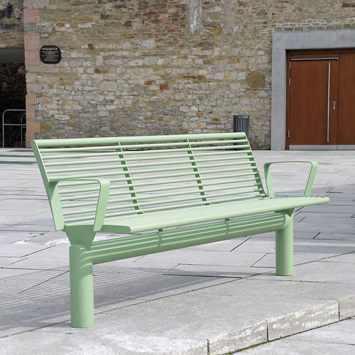 Panca per spazi pubblici contemporanea - SIARDO L40R - BENKERT BÄNKE - in metallo / con schienale / con braccioli
