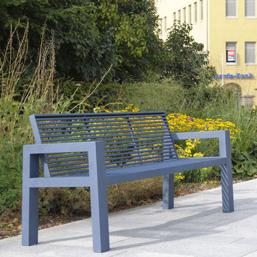 Panca per spazi pubblici contemporanea - SICORUM M100 - BENKERT BÄNKE - in acciaio inossidabile / con schienale / senza braccioli