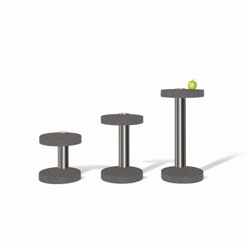 Tavolo d'appoggio contemporaneo - ART519 - wissmann raumobjekte - in ardesia / con supporto in acciaio inossidabile / rotondo