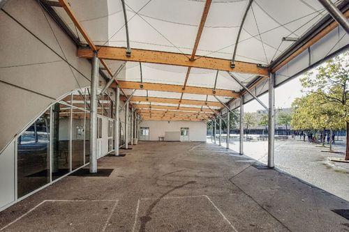 Tensostruttura su ossatura in legno - VENISSIEUX - SMC2 - per copertura / per scuola / traslucida