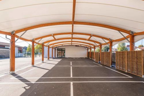 Tensostruttura su ossatura in legno - REZE - SMC2 - per copertura / per spazi pubblici / per scuola