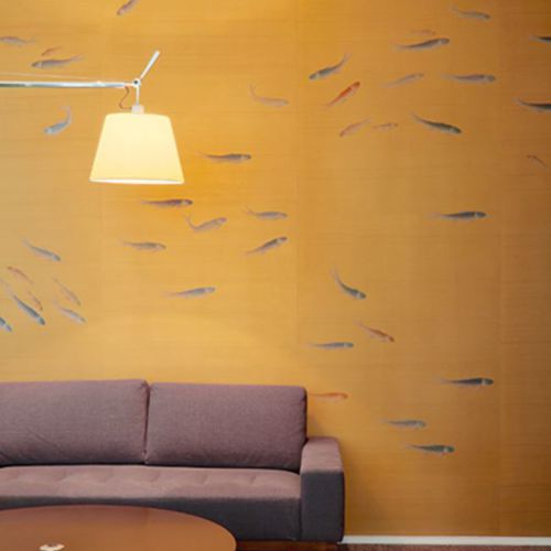 Carta da parati orientale - FISH - Misha wallcoverings - in seta / con animali / aspetto carta da parati