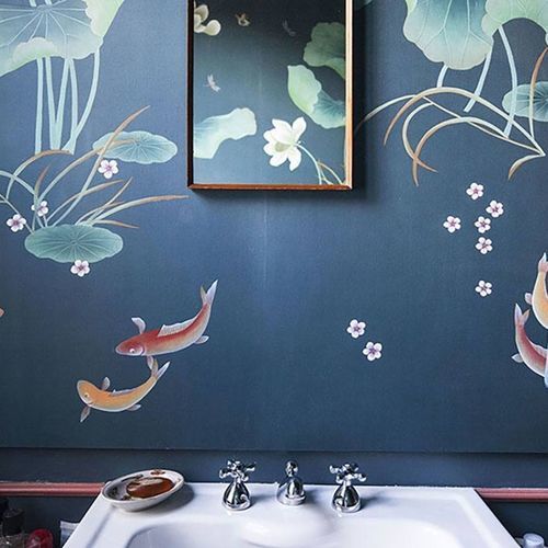 Carta da parati orientale - POND - Misha wallcoverings - in seta / con motivi floreali / motivi cinesi
