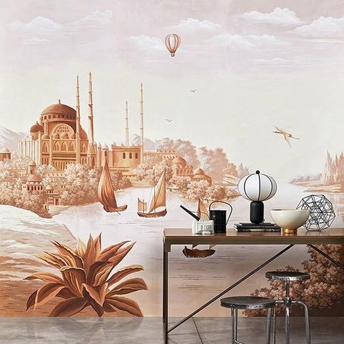 Carta da parati classica - THE SILK ROAD - Misha wallcoverings - in seta / panoramica / con scene