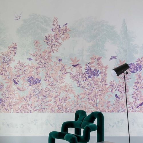 Carta da parati contemporanea - PARADISO  - Misha wallcoverings - con motivi floreali / aspetto carta da parati / viola