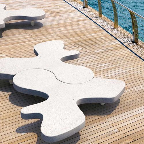 Panca per spazi pubblici design organico - NATURAL PUZZLE - METALCO - in calcestruzzo ad alte prestazioni / in acciaio con rivestimento a polvere / senza schienale