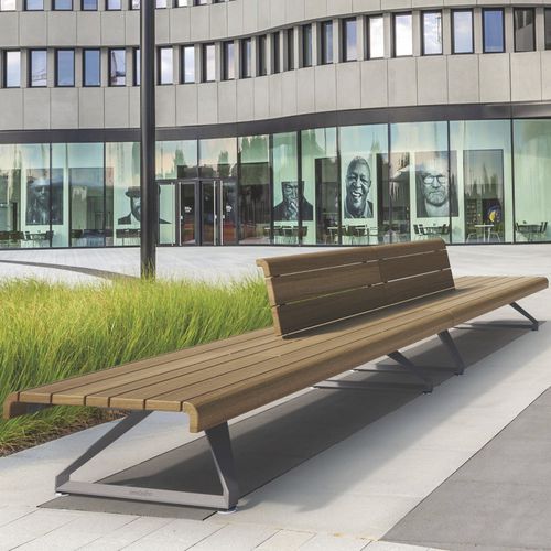 Panca per spazi pubblici contemporanea - AIR-PORT L - METALCO - in legno di latifoglie / in larice / in ghisa di alluminio
