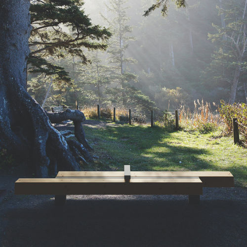 Panca per spazi pubblici contemporanea - FORESTA - METALCO - in acciaio con rivestimento a polvere / in larice / senza schienale