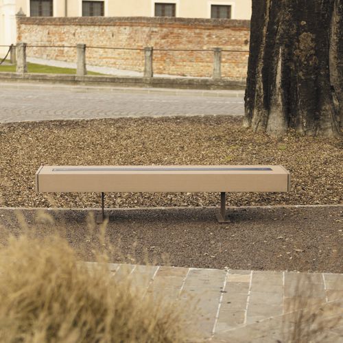 Panca per spazi pubblici moderna - HARRIS WPC SMART - METALCO - in WPC / in acciaio verniciato / con schienale