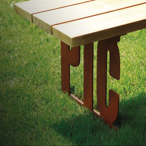 Set tavolo e panca contemporaneo - PIC NIC - METALCO - in lamiera d'acciaio / in legno massiccio / in acciaio verniciato