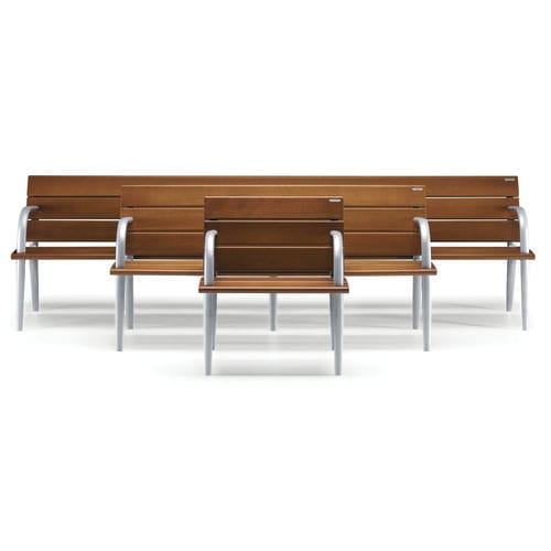 Panca per spazi pubblici contemporanea - RIVA - METALCO - in alluminio verniciato / in legno / con schienale