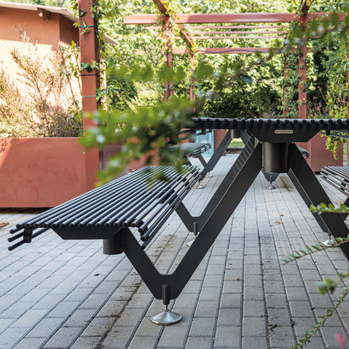 Tavolo da picnic contemporaneo - AIR – A - METALCO - in acciaio verniciato / con supporto in lamiera di acciaio / rettangolare