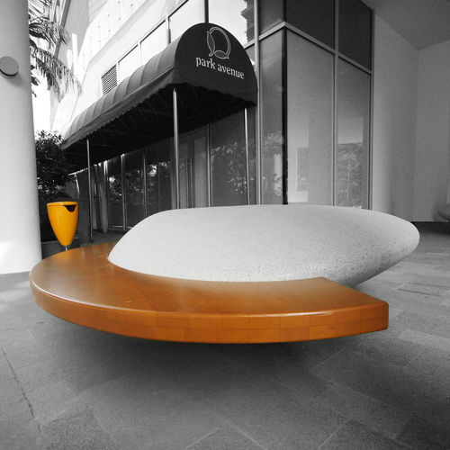 Panca per spazi pubblici contemporanea - MOONSTONE - METALCO - in legno / in pietra ricostituita / senza schienale