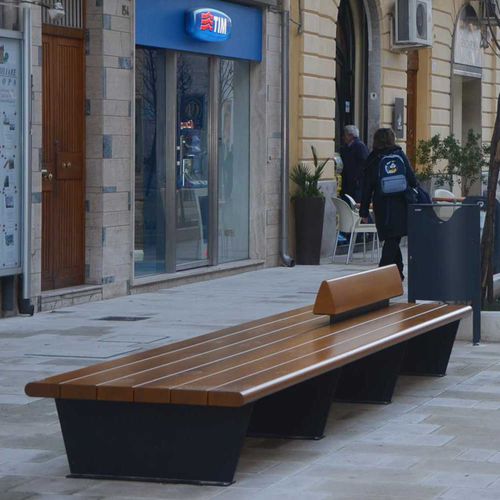 Panca per spazi pubblici contemporanea - CANAPÈ - METALCO - in legno massiccio / in acciaio con rivestimento a polvere / in acciaio COR-TEN®