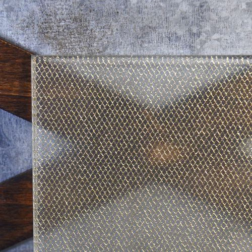 Pannello in vetro laminato - GOLD DIAMOND SPARKLE MESH ORGANICA™  - Avant Art Architectural Glass, Inc. - decorato / per interni / per porta