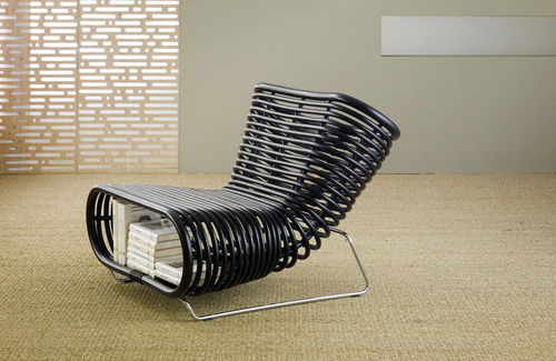 Poltrona contemporanea - KORA - ferlea - in rattan / nera / da giardino
