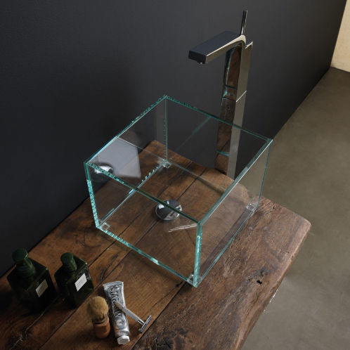 Lavabo da appoggio - GLLA31 - GSG Ceramic Design - in vetro / trasparente / rettangolare