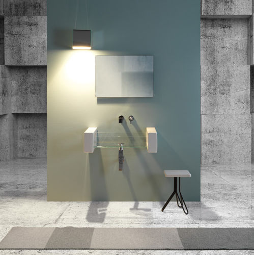 Piano lavabo doppio - GLLAME120 - GSG Ceramic Design - in ceramica / in vetro