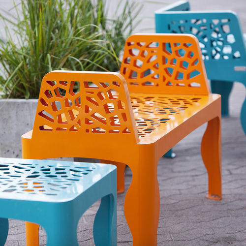 Panca per spazi pubblici design originale - CORAL - LAB23 - in acciaio galvanizzato / in acciaio COR-TEN® / con schienale