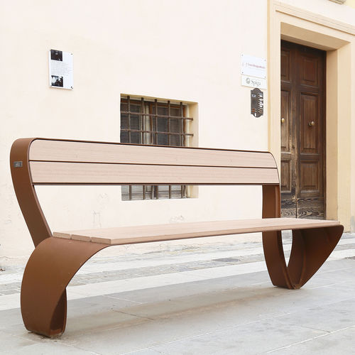 Panca per spazi pubblici contemporanea - FLUXUS - LAB23 - in acciaio galvanizzato / in WPC / con schienale