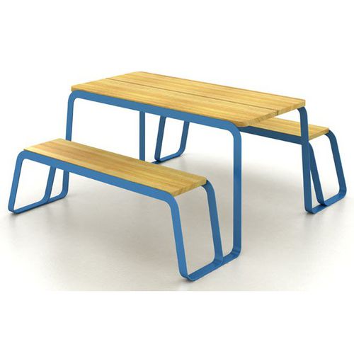 Tavolo da picnic contemporaneo - TAVOLEE - LAB23 - in legno massiccio / in acciaio verniciato / rettangolare