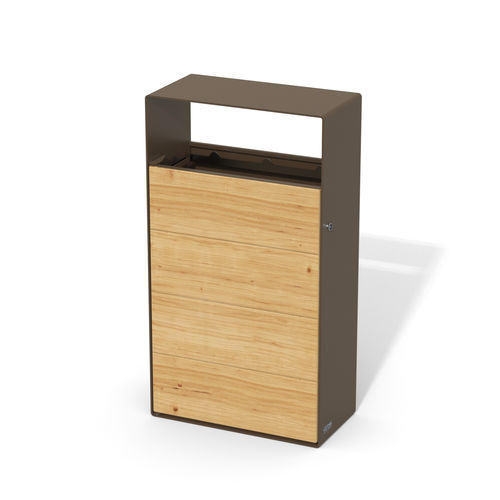 Portarifiuti in acciaio - EIGHT BIN STEEL-WOOD - LAB23 - in legno / con portacenere integrato / con coperchio