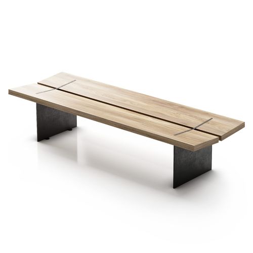 Panca per spazi pubblici contemporanea - WING - LAB23 - in legno esotico / in larice / in acciaio